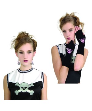 Skull Earrings and Gloves Girls Kit